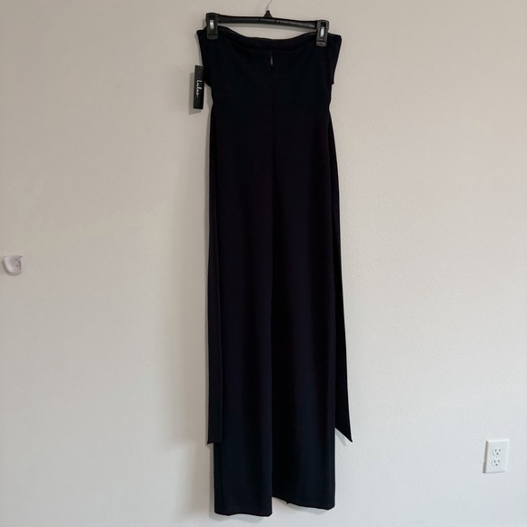 Lulus Own the Night Strapless Maxi Dress Womens Small Navy Blue Bridesmaid Slit - Picture 2 of 11